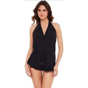 Magicsuit Bianca Halter Tie Size 12 Black Romper Wireless One Piece Swimsuit